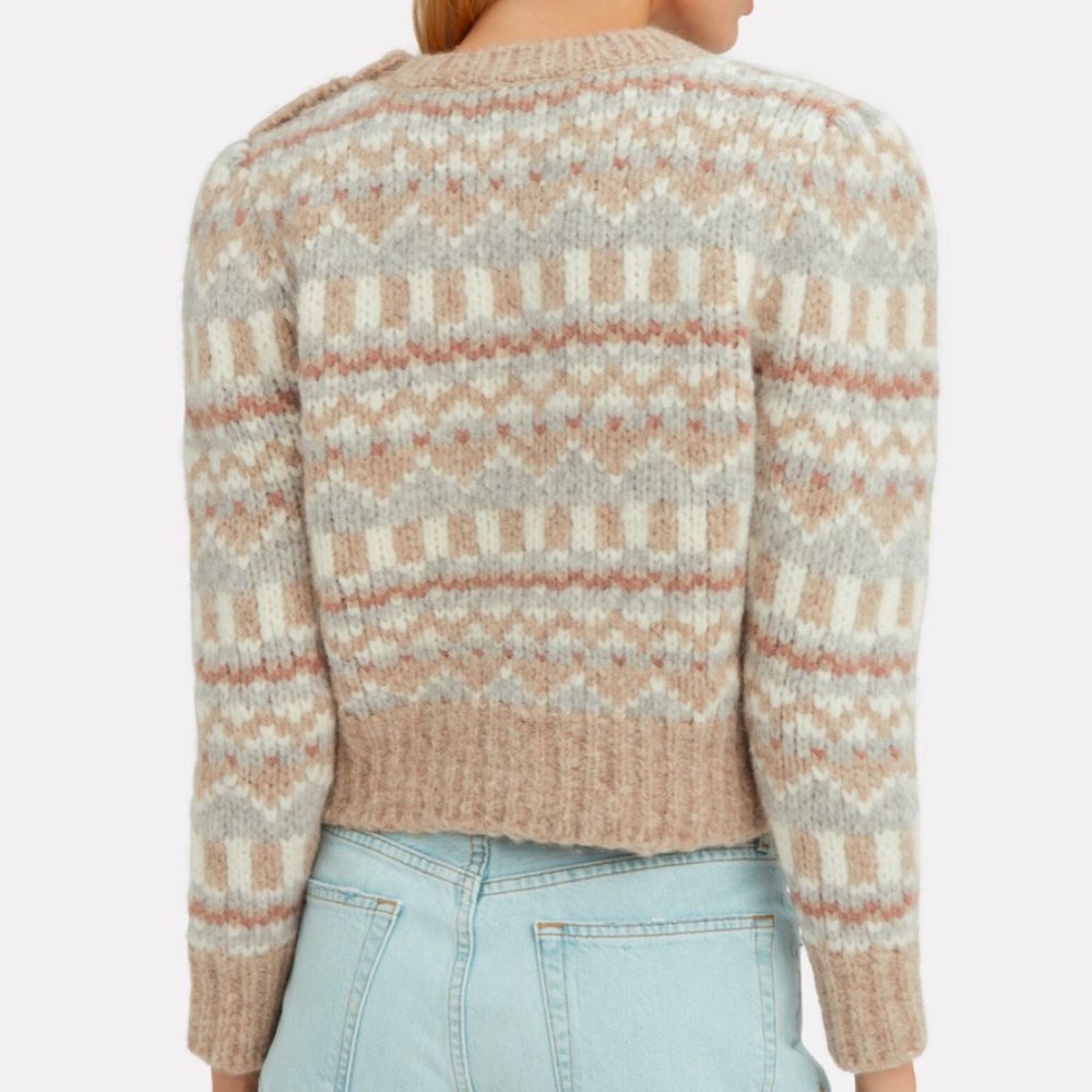 LoveShackFancy Cropped Fair Isle Alpaca Sweater - Picture 4 of 11